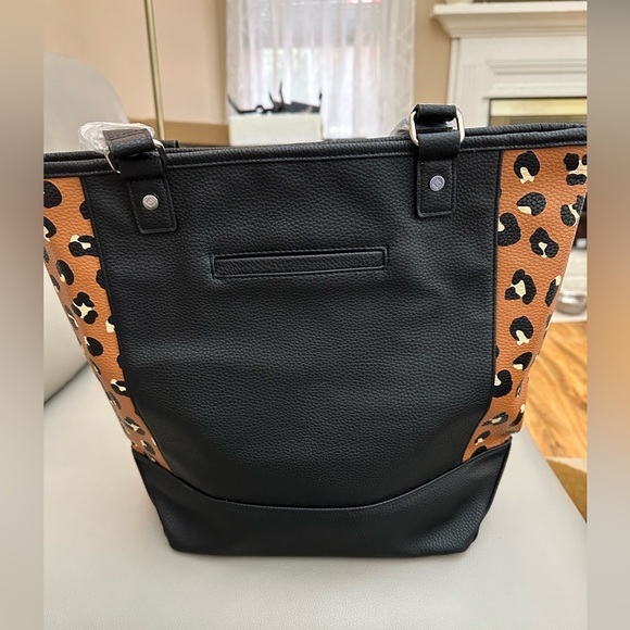 Brand New Thirty- One Black Animal Print Pebble Tote - Picture 2 of 9